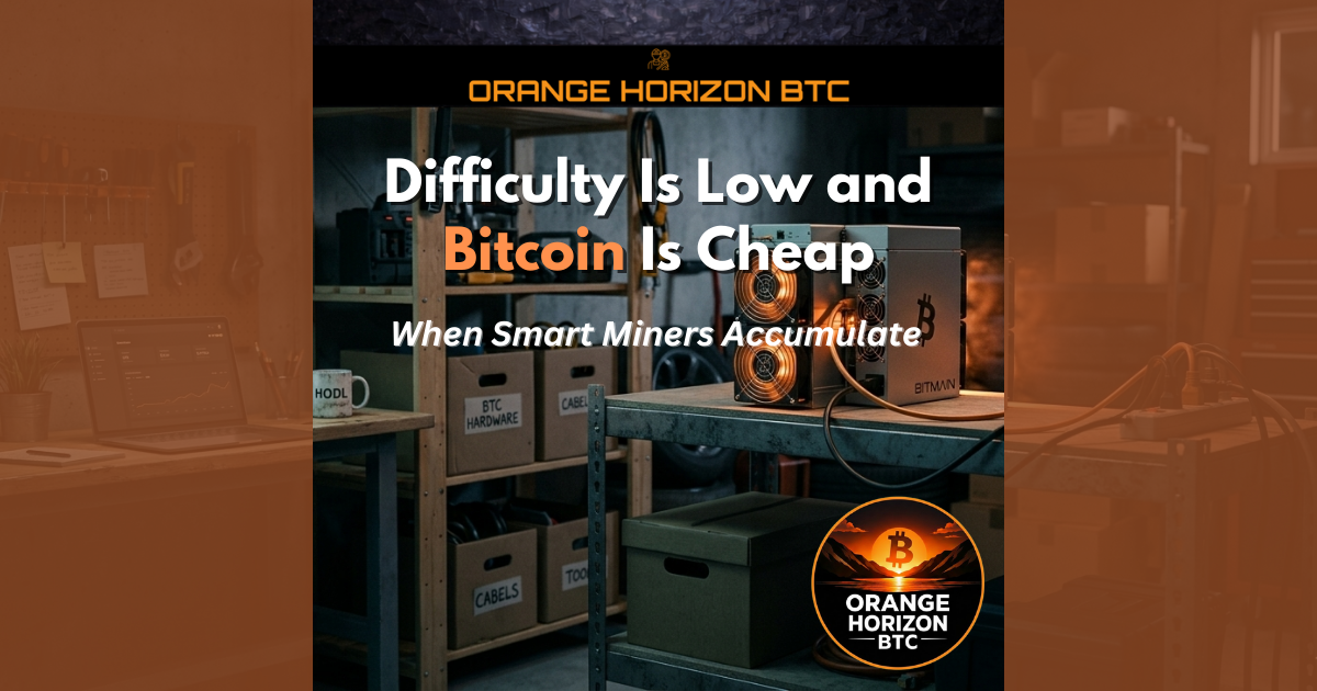 Difficulty Is Low, Bitcoin Is Cheap, and That’s Exactly When Smart Miners Accumulate